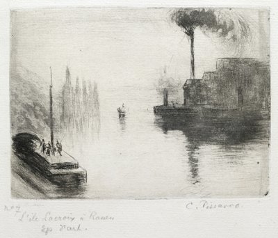 リルラクロワ、ルーアン、1883年（ドライポイント、エッチング、メタルブラシ、オープンバイト） 作： Camille Jacob Pissarro
